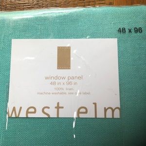 New Pair of West Elm 100% linen turquoise 48 by 96 curtain panels